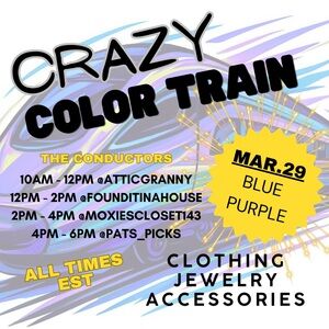 Crazy Color Train Graphic Poster - Blue & Purple